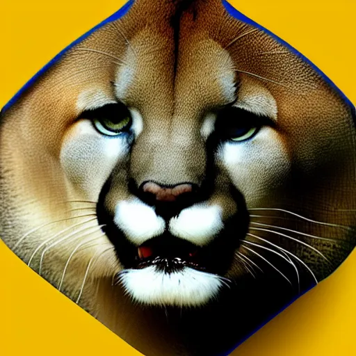 Image similar to blue and yellow icon of a cougar