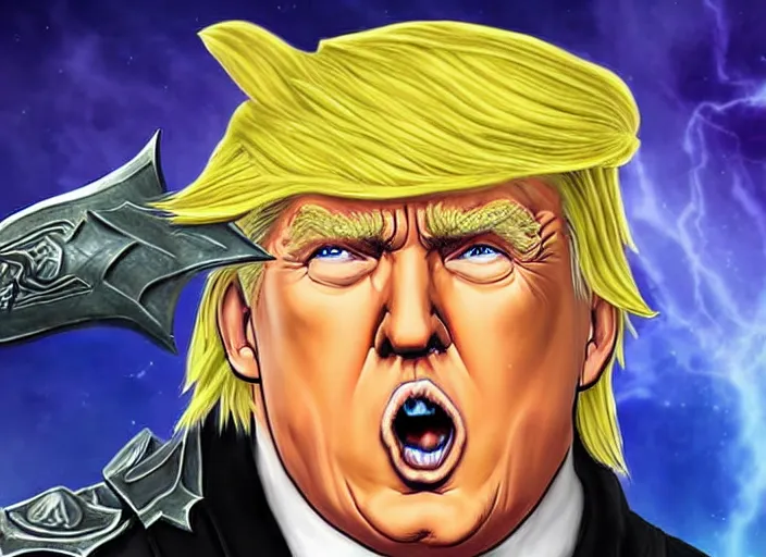 Prompt: donald trump as arthas in world of warcraft