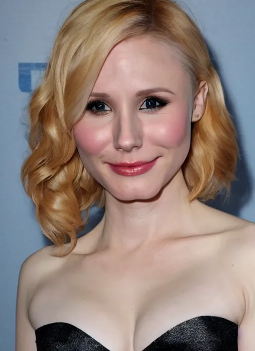 Prompt: photograph of a combination of kristen bell and christina hendricks