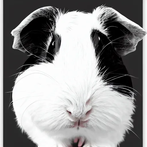 Image similar to black line art white background, clean, simple, cute, guinea pig side profile, art