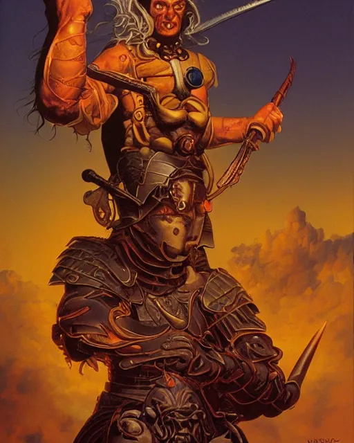 Image similar to The Ignoble Warrior, cover art by Michael Whelan