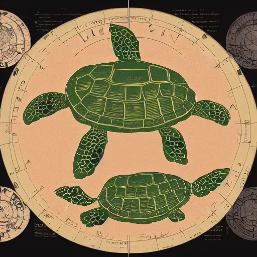 Image similar to a stack of turtles beneath a round disc map, turtle s