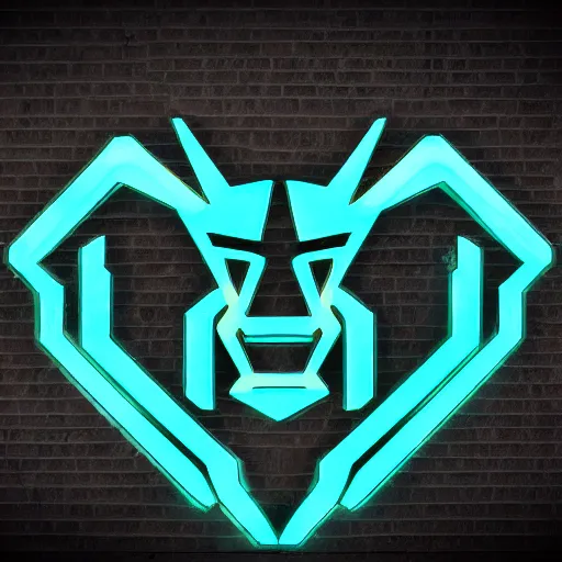 Image similar to stylized cyberpunk minotaur logo, cyan