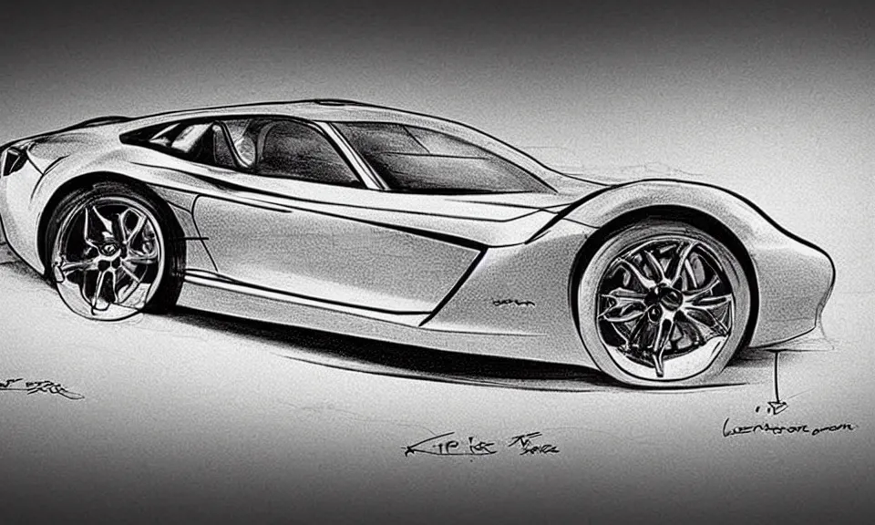 Prompt: technical drawing of a sports car