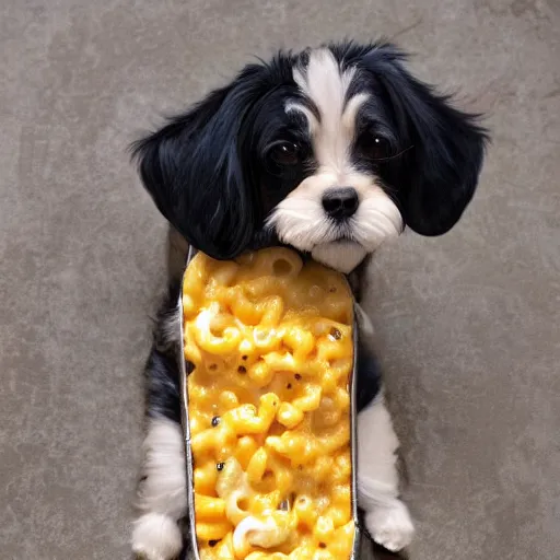 Image similar to mac and cheese serene gown dog