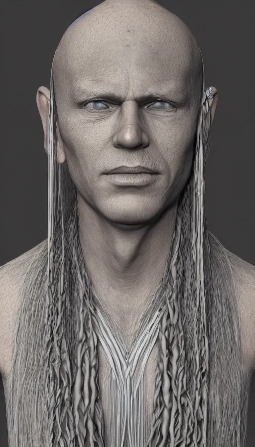 Image similar to portrait of a digital shaman, with 3 d render