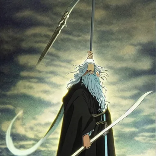 Prompt: gandalf from the anime lord of the rings (1986), studio ghibli, very detailed, realistic