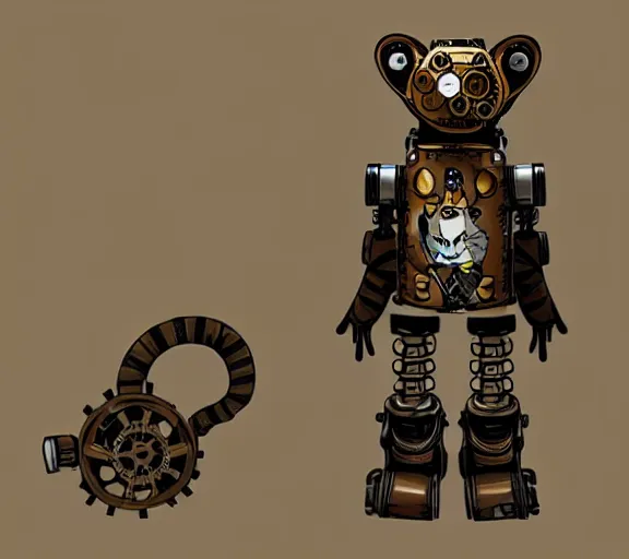 Image similar to steampunk ferret - shaped mech, steampunk bioshock - inspired borderlands - inspired ferret - shaped robot