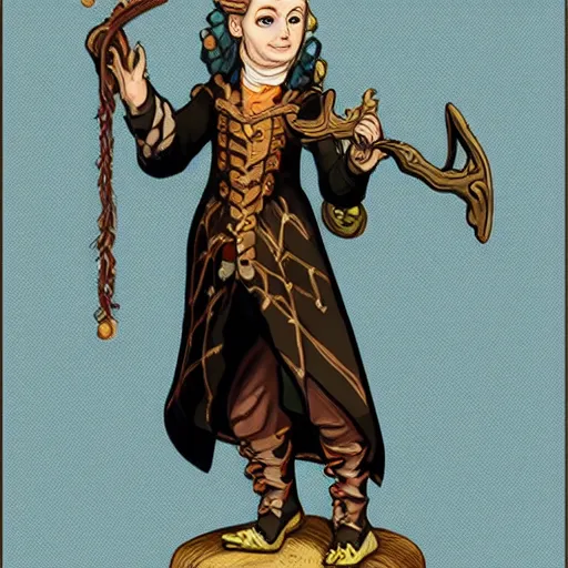 Image similar to A changeling bard. Dungeons and Dragons, Wizards of the Coast, rococo style