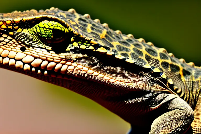 Prompt: very sad lizard looks into the lens, professional shooting, many details, high quality, 8 k
