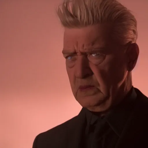 Image similar to movie still of a villain man, facial expression, cinematic composition, cinematic light, surreal cinema, by edgar wright and david lynch,
