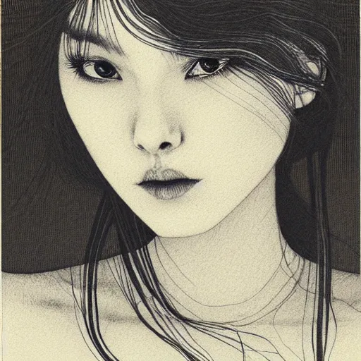 Image similar to medium portrait soft light, by sana takeda, inspired by victorian marvel comics, etching, fine, sharp high detail,