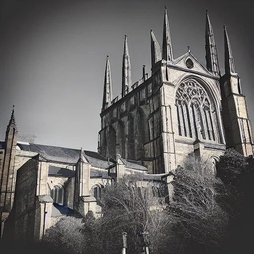 Prompt: “an aeroplane flies passed the burning Durham cathedral twin towers, motion blur, daytime, Instagram”