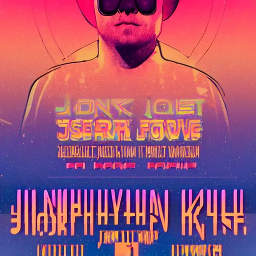 Image similar to concert poster for the synthwave artist JONSK.