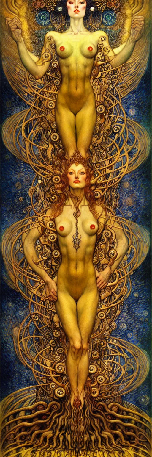 Image similar to Divine Chaos Engine by Karol Bak, Jean Delville, William Blake, Gustav Klimt, and Vincent Van Gogh, symbolist, visionary