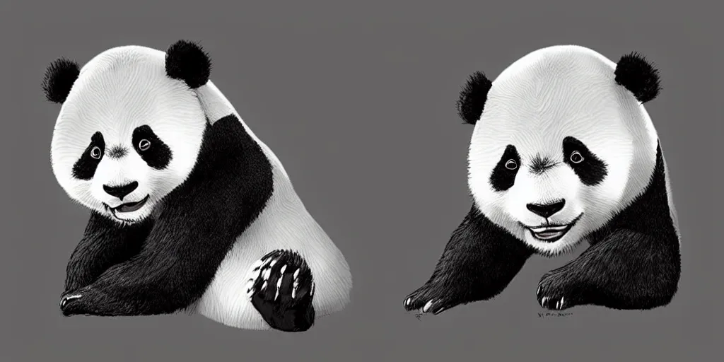 Image similar to “a lovely panda animation style. Concept art by Nico Marlet”