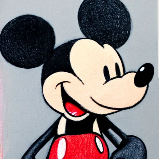 Image similar to drawing of mickey mouse in gloomy style, fear