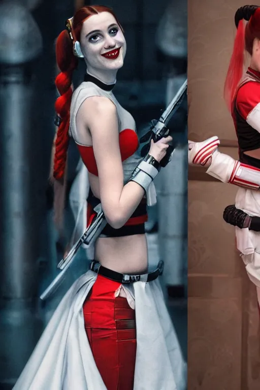 Prompt: Harley Quinn as princess leia