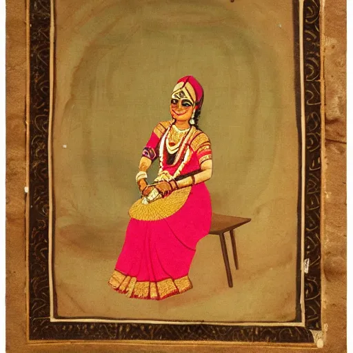 Image similar to painting of a women from maharashtra in saree from 2 0 th century making chapati