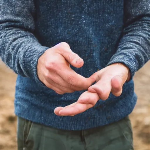 Prompt: man holding a schplop in his left hand