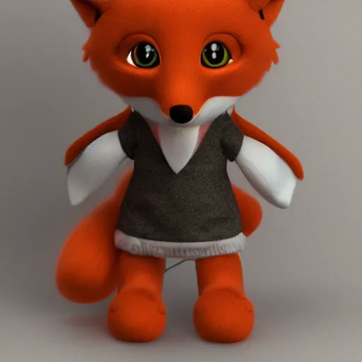 Prompt: cute fumo plush of a foxgirl tailor, three point lighting, dramatic, vray