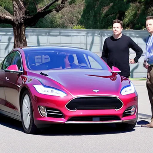 Prompt: elon musk shows off by getting into a 1 9 0 0 ford car, highly detailed, 8 k, masterpiece, super resolution.