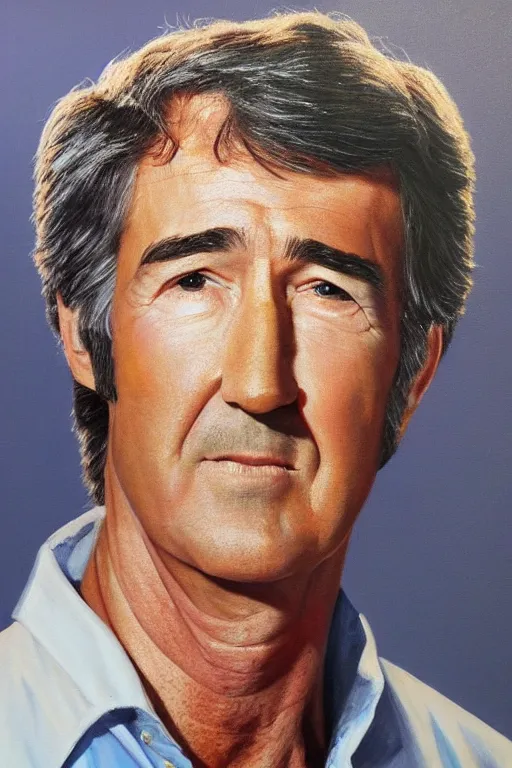 Image similar to hyper realistic painting of randy mantooth, vivid colours, highly detailed, wall eyed