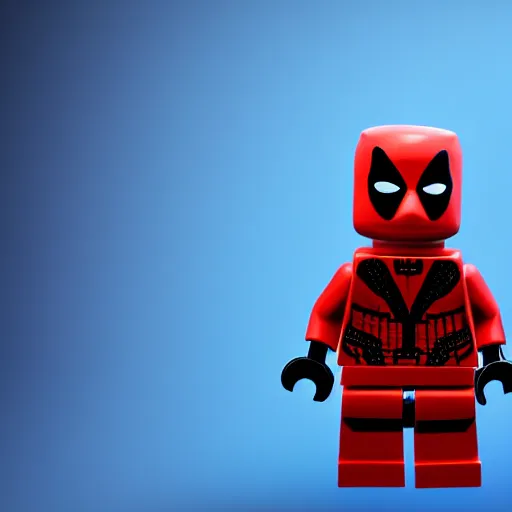 Image similar to deadpool as lego character, bokeh, photo, hyperrealistic, detailed textures and soft studio lighting, soft shadows, sharp focus, extreme detail, hyper realistic, award winning photo