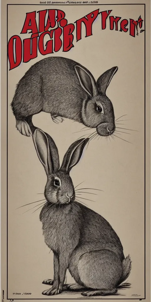 Prompt: a rabbit in the style of a 1 9 0 0 s poster advertisement