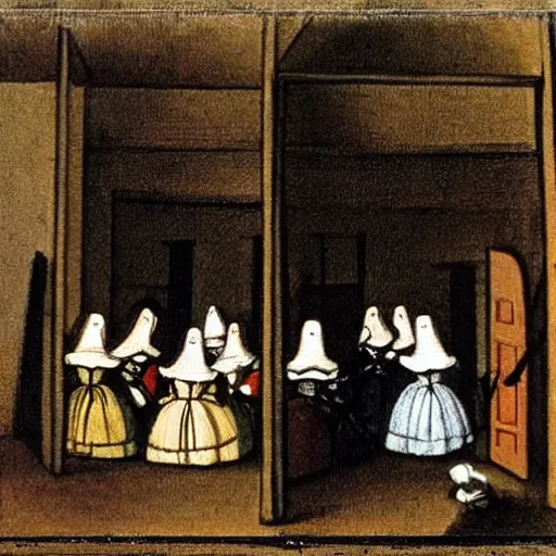 Prompt: las meninas with stick figures, flash animation