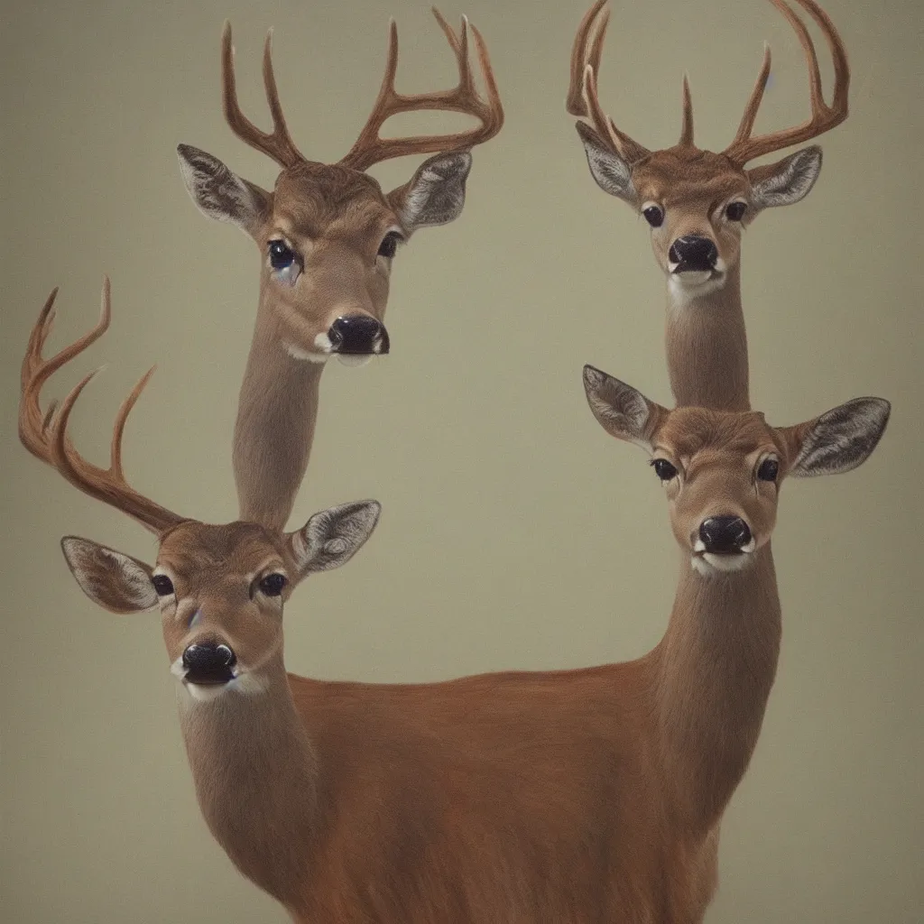 Image similar to a calming painting of a deer. deer portrait. symmetric. trending on artstation