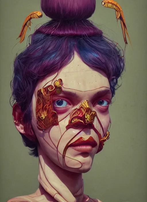 Image similar to portrait made of wood :: by Martine Johanna and Simon Stålenhag and Chie Yoshii and wlop and Guillermo del toro :: ornate, dynamic, particulate, rich colors, elegant, centered, artstation, smooth, sharp focus, octane render, 3d