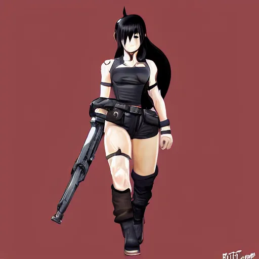 Prompt: high quality art of tifa lockhart wearing a soldier uniform, trending on artstation