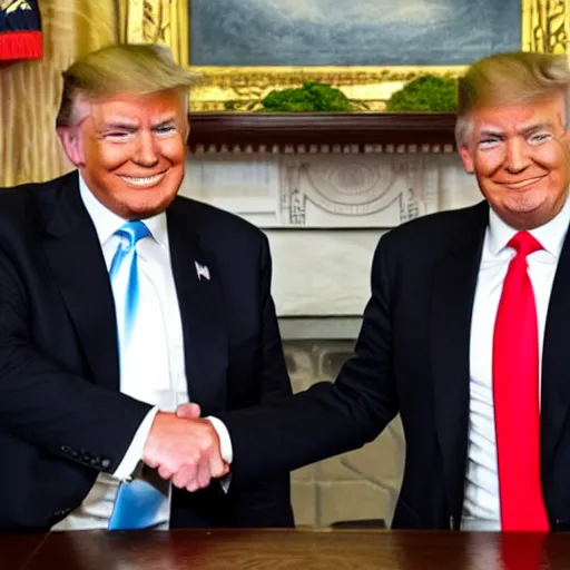 Image similar to donald trump and magnus carlsen shaking hands