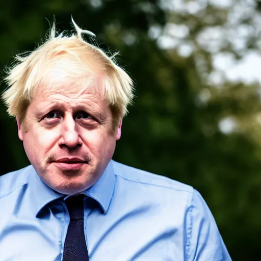 Image similar to medium shot photo of Boris Johnson with a hitler moustache, 4k, ultra HD