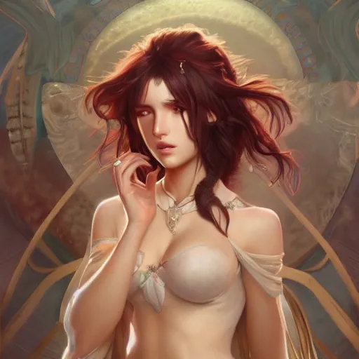 Image similar to ultra realistic illustration, bella thorne as demsel in distress anime, intricate, elegant, highly detailed, digital painting, artstation, concept art, smooth, sharp focus, illustration, art by artgerm and greg rutkowski and alphonse mucha and wlop