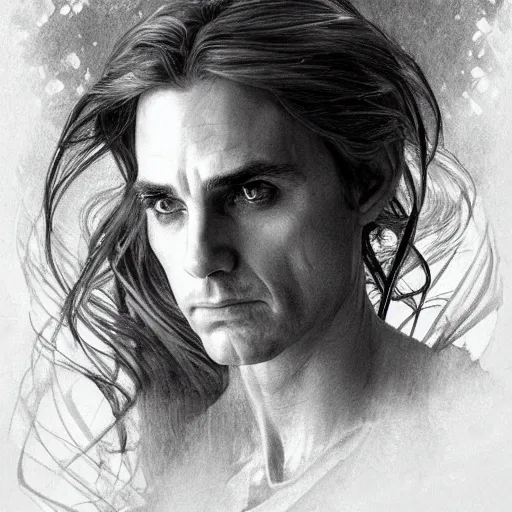 Image similar to amazing lifelike award winning pencil illustration of Jeremy irons intense stare beautiful trending on art station artgerm Greg rutkowski alphonse mucha cinematic