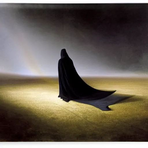 Image similar to a skeleton in black cloak by Gabriel Dawe