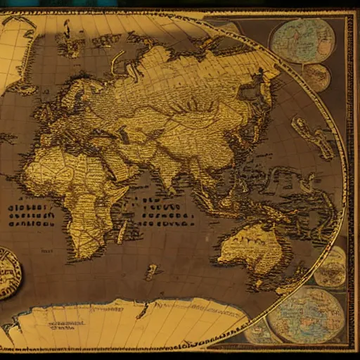 Image similar to a world map showing where the most treasure is located