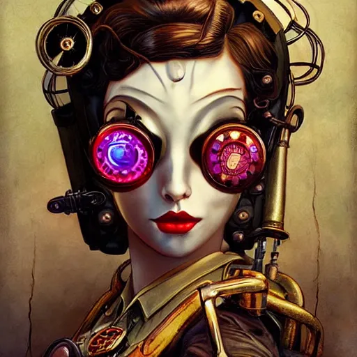 Prompt: lofi bioshock steampunk corset portrait, Pixar style, by Tristan Eaton Stanley Artgerm and Tom Bagshaw.