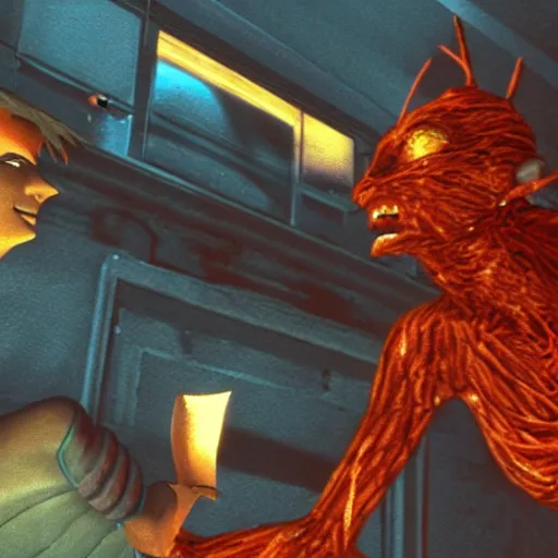 Image similar to a still of from the movie nightmare on elm street crossover with the game jak 2