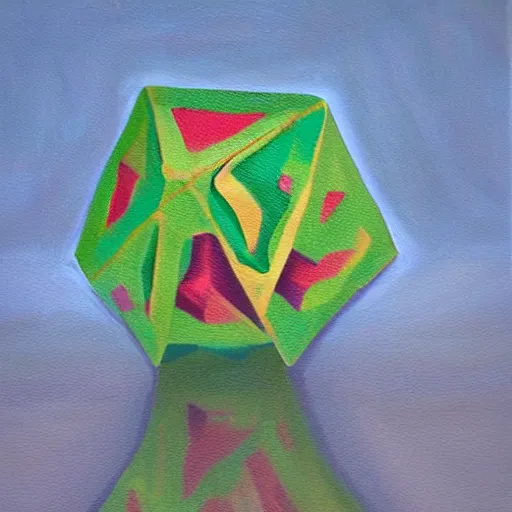 Image similar to a highly detailed and accurate oil painting of an icosahedron