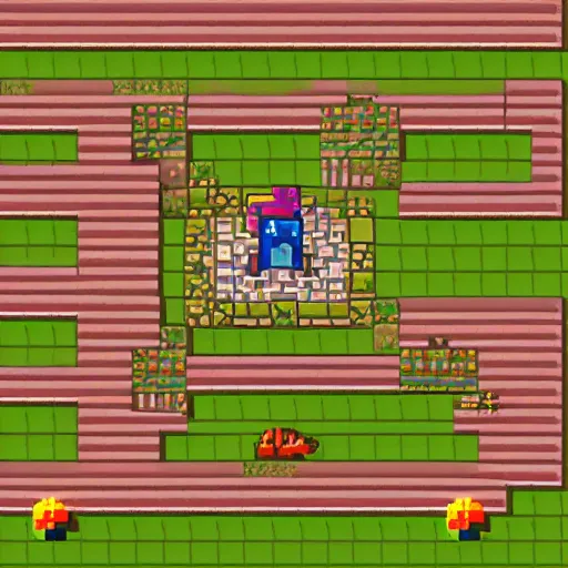 Prompt: a pixelart dungeon layout, isometric, retro, 8 bit, 1 6 bit, pixelated