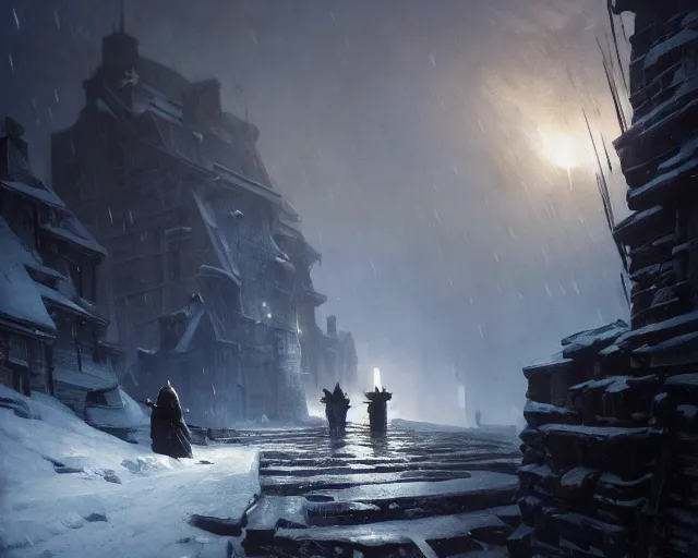 Prompt: frostpunk president of poland opens a dark portal. fantasy art by greg rutkowski, gustave courbet, rosa bonheur, edward hopper. faithfully depicted architecture, realistic, sharp focus, global illumination, radiant light, detailed and intricate environment, trending on artstation