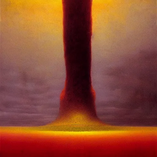 Prompt: A giant standing over the earth | Masterpiece Art by beksinski | Matte painting | Oil on canvas | Digital art | Fantastic and Ominous lighting with red and yellow gradient | Immensity | Romantic art