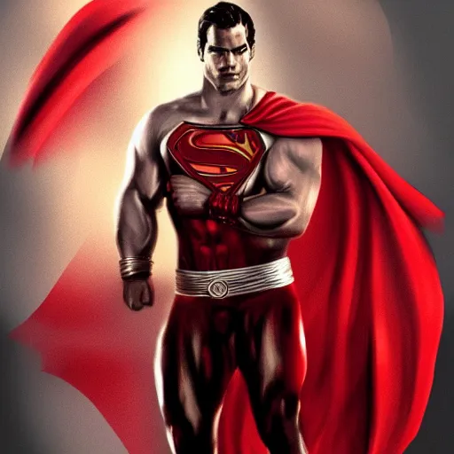 Image similar to Henry Cavill is a Greek god, gorgeous, amazing, muscular, red silk, intricate, elegant highly detailed, digital painting, artstation, concept art, sharp focus, illustration,