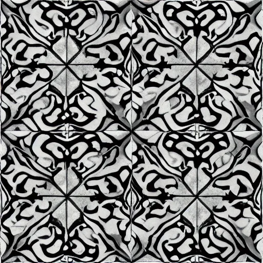 Image similar to very angry squid, 🦑 floor tile design, black and white tile, mad cuttlefish