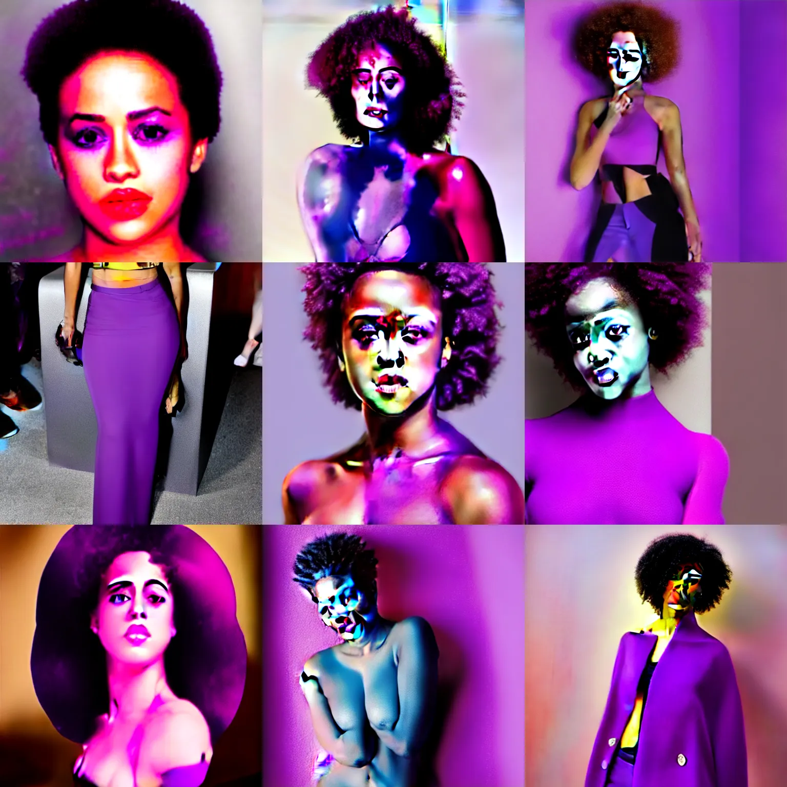 Prompt: purple skinned + violet skin + magenta skin nathalie emmanuel,