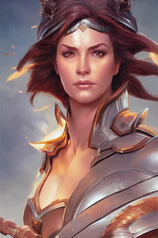 Image similar to amazon valkyrie athena, d & d, fantasy, portrait, highly detailed, headshot, digital painting, trending on artstation, concept art, sharp focus, illustration, art by artgerm and greg rutkowski and magali villeneuve