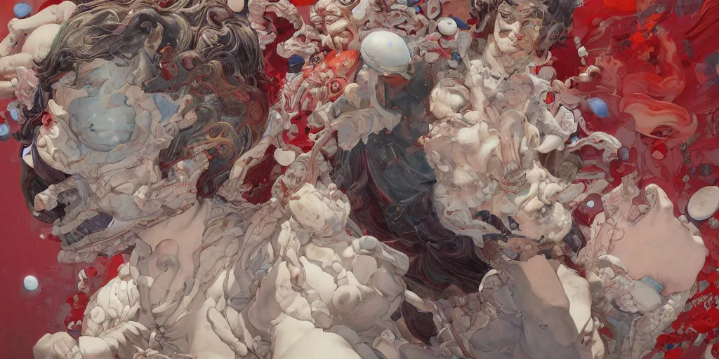 Image similar to monumental paiting soft light by james jean and katsuhiro otomo and erik jones, inspired by akira anime, smooth face feature, intricate oil painting, high detail illustration, sharp high detail, manga and anime 1 9 9 9